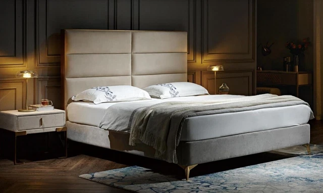Lit 2x Table de Chevet 3tlg. Chambre à Coucher Set Design de Luxe Hôtel Meubles
