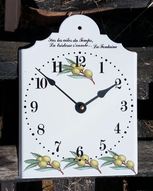 PENDULE Ronde émaillée Aromates HORLOGE EMAIL VERITABLE 800°C NEUVE Fab. France