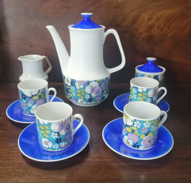 Vintage Flowered Tea Set Made In Japan W 70''s Style Print