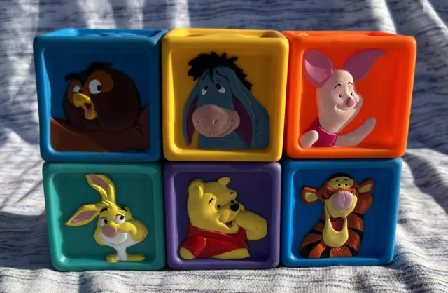 Vintage Disney Winnie The Pooh& Friends Baby Soft Blocks Set/6 Squeezable #3