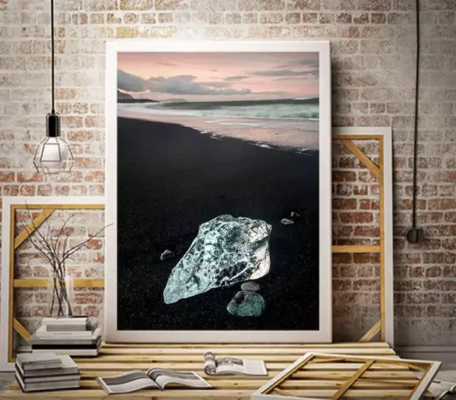 Icelandic Fine Art Print of The Black Diamond Beach, Icelandic art for Sale and