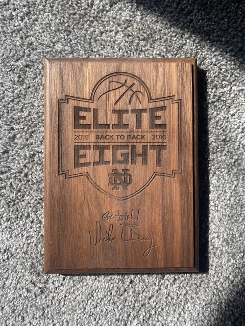2015-2016 Notre Dame Mean Basketball Elite Eight Plaque Seas Ticket Holder Gift