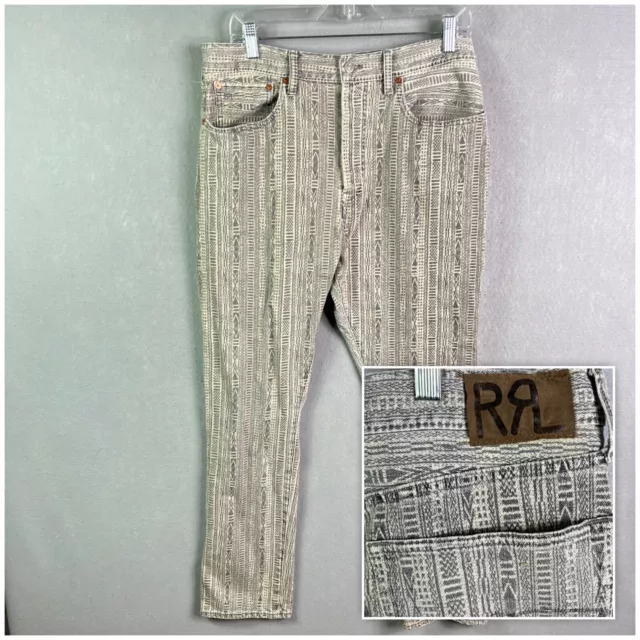 RRL Double RL Ralph Lauren Straight Leg Jean Women 36x29 Gray Button Fly Western