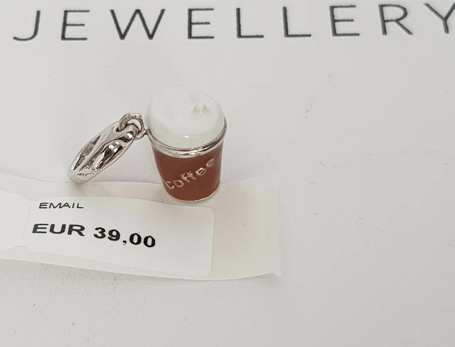 GOOIX Silber 925 Charm Charms Anhänger Coffee Kaffee Becher Tasse Email NEU 342