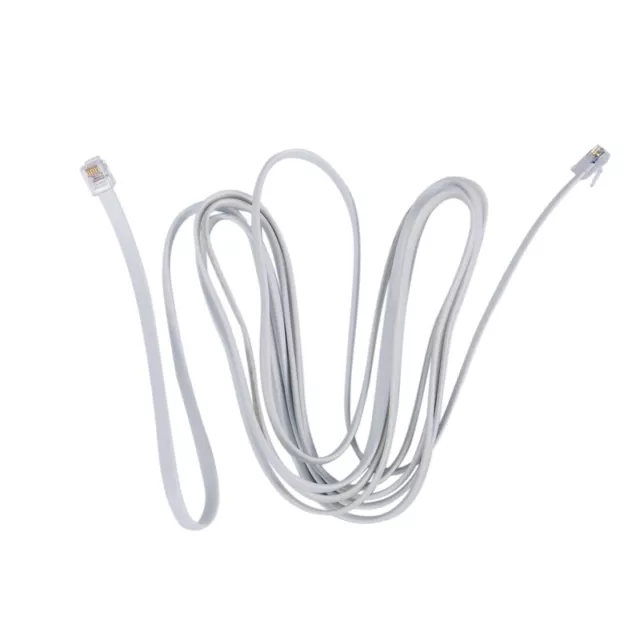 6P6C RJ11 Telephone Extension Fax Modem Cable Line 9.8Ft Length White J9Q3