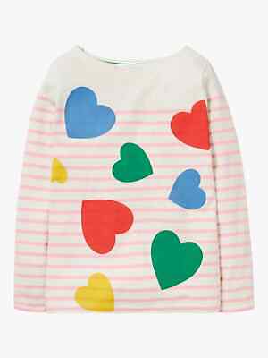 Mini Boden Kids' Everyday Breton Hearts Top, Multi