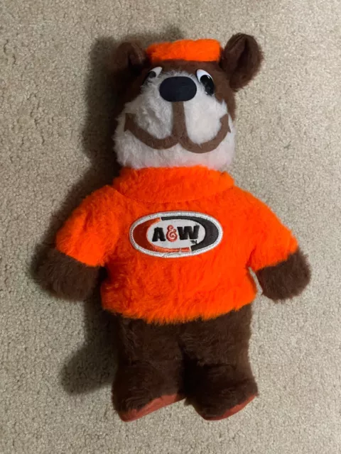 Vintage Plush A&W Root Beer Rooty the Teddy Bear USA Drive In Stuffed Animal