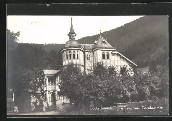 Bockschmiede, Gasthaus zum Eisenhammer, Ansichtskarte 1929