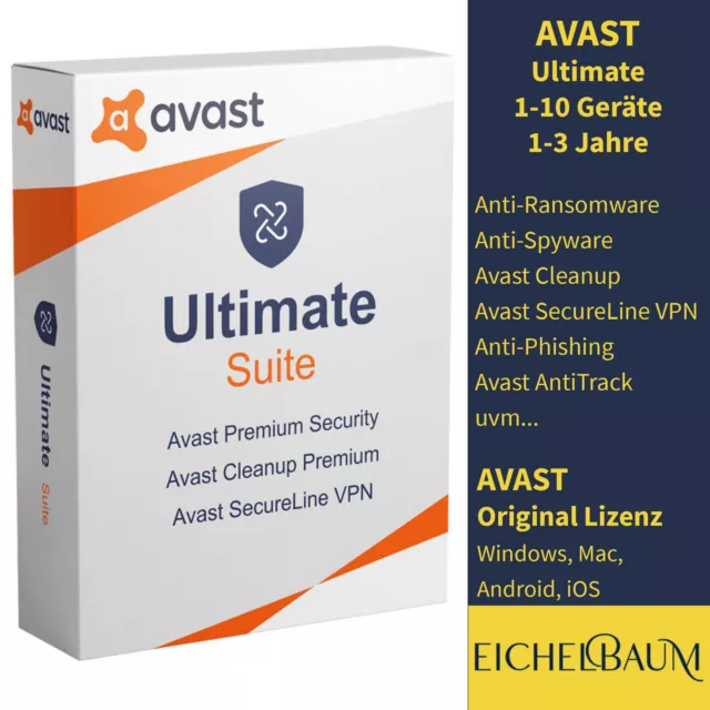 Avast Ultimate 2024 (1,3,5,10 Geräte PC / 1-3 Jahre) VPN Premium Security DE TOP