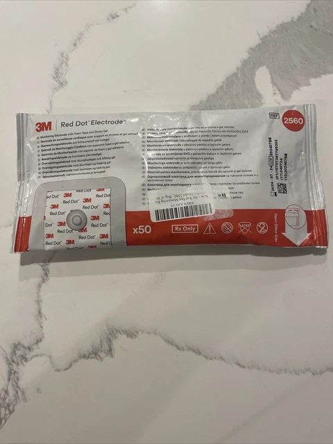 3M RED DOT ECG Monitoring Electrode, #2560 1.6"x1.36" 50/BG Foam Tape Sticky Gel