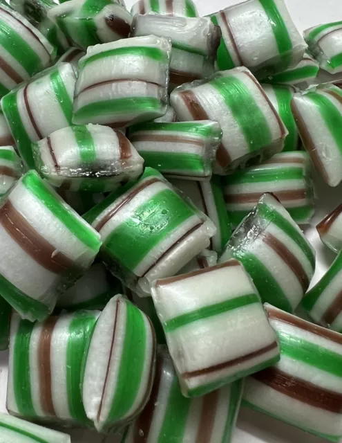 Choc Mint Crunch Humbugs Rock Candy Hard Boiled Lollies Bulk Bag 1KG e