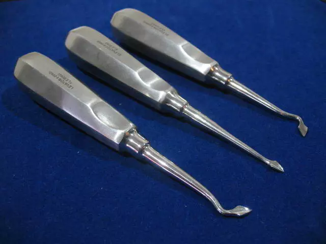 Set Of 3 Dental Surgery Left+Right+Straight Spade Concave Root Surgery Elevator