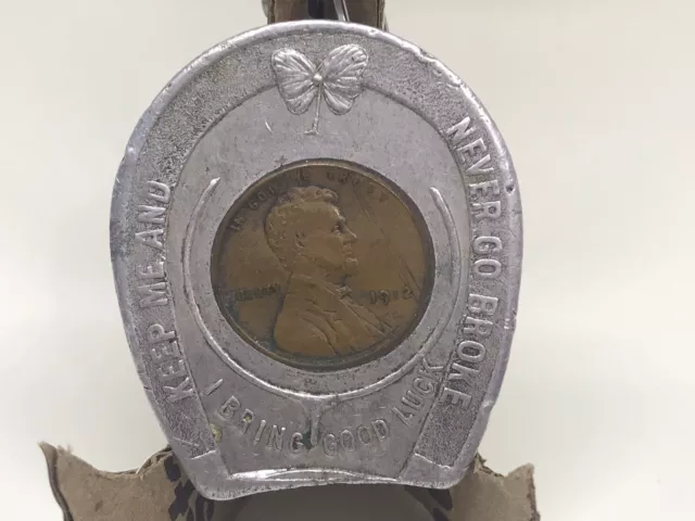 Encased Penny/Cent 1912 I BRING GOOD LUCK/KEEP ME AND NEVER GO BROKE