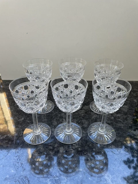 6 Verres A Vin Blanc En Cristal Baccarat Modèle Diamants Pierreries