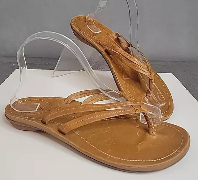 Olukai U’i Sahara Sandals Flip Flops Womens Size 8 Tan Leather  #20245. $90