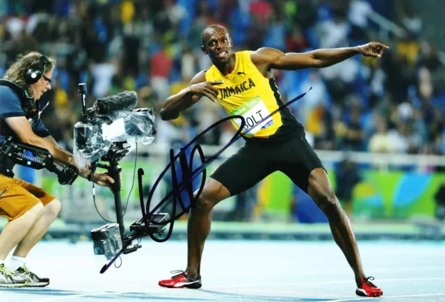 Usain Bolt Signed 12X8 PHOTO DISPLAY Olympics JAMAICA AFTAL COA (R)