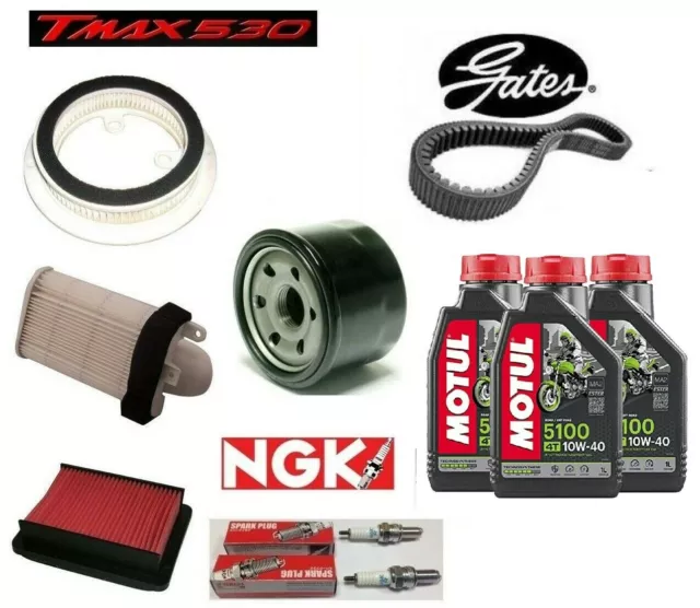 Kit Tagliando Yamaha Tmax 530 Dal 2012 A 2016 T-Max Olio Candele Filtri Cinghia