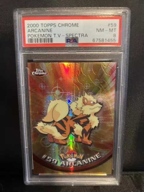 🔴PSA 8 2000 Topps Chrome Arcanine Pokémon T.V. - Spectra #59🔴