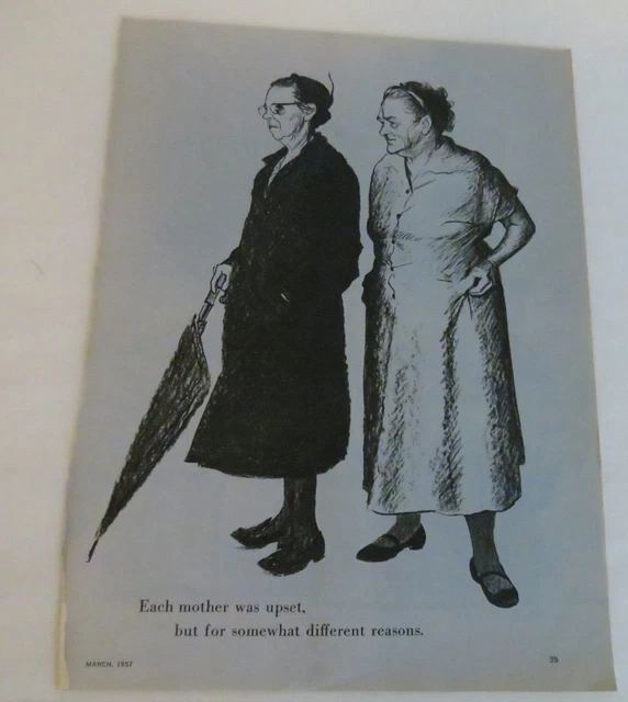 George Hughes Artist Illustration Magazine Clipping Each mother was upset 1957