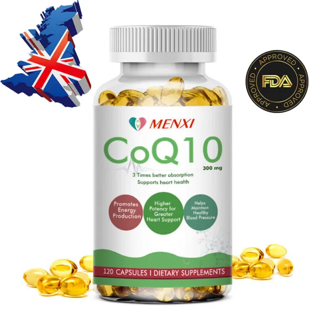 120 Capsules, CoQ10 300mg Blood Pressure Heart Health High Absorption Supplement