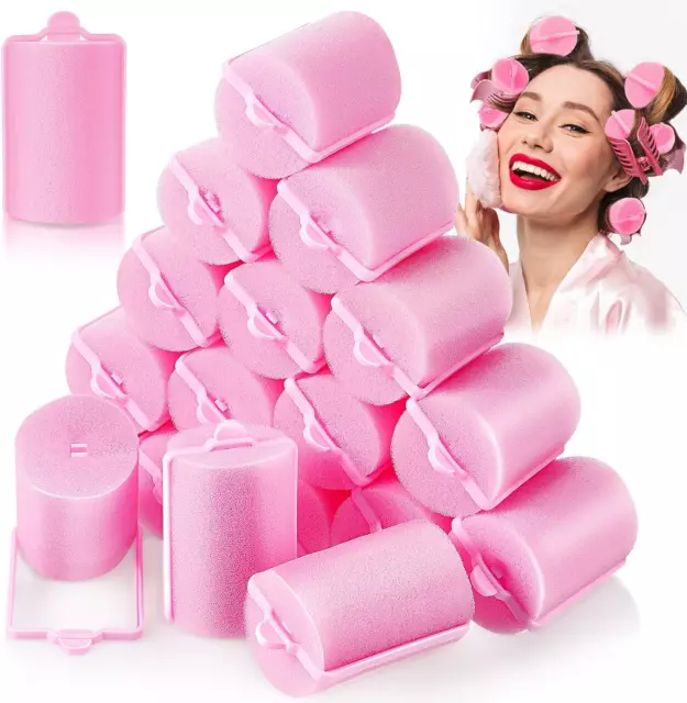 18 Pieces Sponge Hair Rollers Large Soft Foam Hair Styling Curlers 40 mm Large