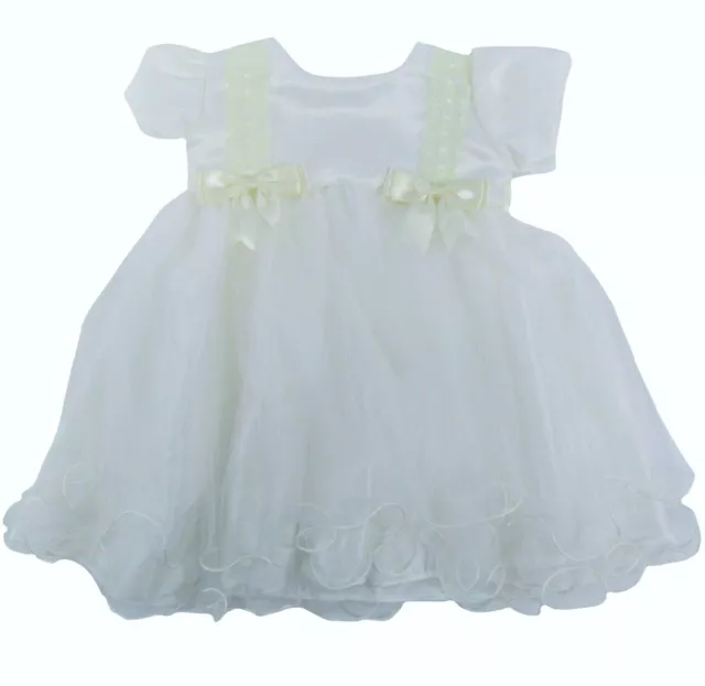 Taufkleid weiß cremefarben Schleifen Spitze formell Party Rüschen 0-18M 400 Mädchen Baby