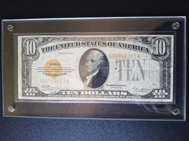 1928 $10 Ten Dollar Gold Certificate Currency Note