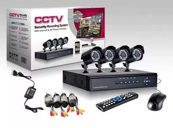 Kit Videosorveglianza 4 Telecamere Infrarossi + Dvr Alimentatore + Cavi Completo