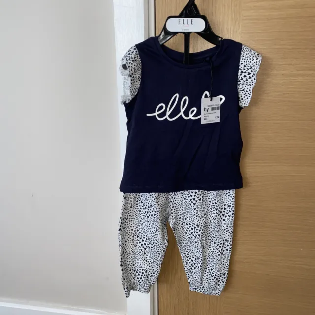 Baby Girls Elle Tee And Hareem Set Age 12 Months RRP £24 Outfit Top Bottoms