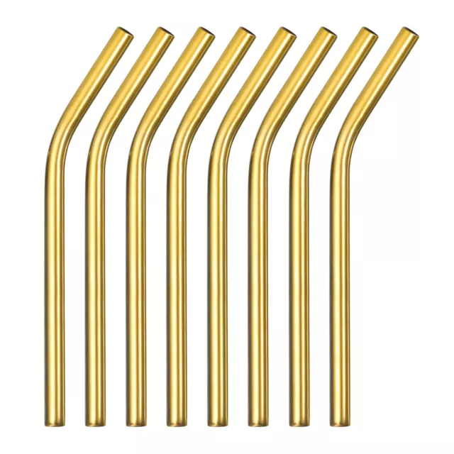 8Pcs 8.46" Long Stainless Steel Straws-Bent for Travel Mugs(Gold)