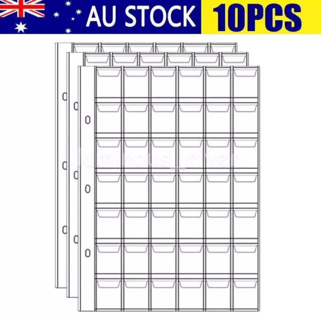 10x 42 Pockets Coin Holder Sheet Clear Storage Page Collection Album Folder Book