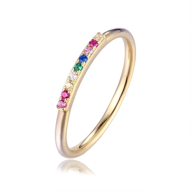 Arc-en-Ciel Délicat Bague Empillable Bague Arc-en-Ciel Bijoux Pride Bague