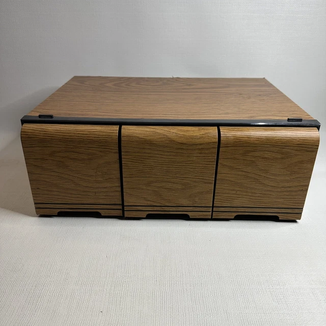 Vintage 3 Drawer 60 Music CD Storage Holder Case Faux Wood Grain Look