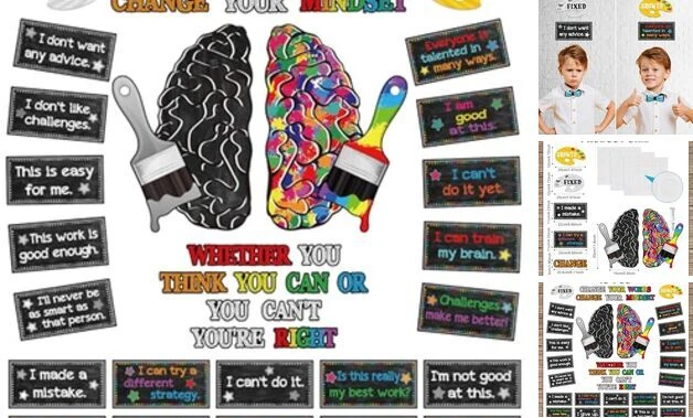 GROWTH MINDSET POSTERS Bulletin Board Set Motivational Change Your ...