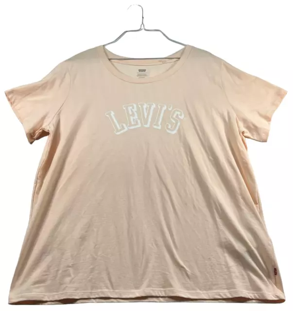 Levis Shirt Womens Plus Size 2X Orange Short Sleeve Cotton Big Logo New