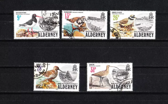 Aurigny Alderney  timbre  faune  oiseaux  1984  num:  13/17  oblitéré