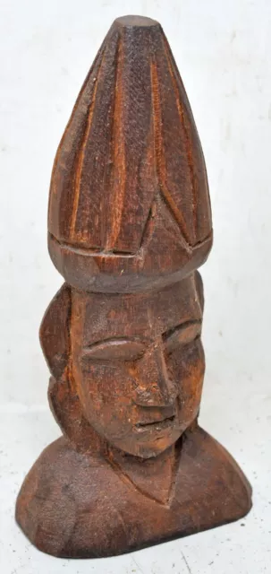 Antico Wooden Mezza Man Figurina Originale Vecchio Sottile Intagliato a Mano