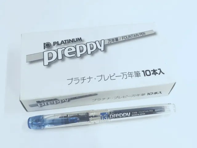 (10 Pens) Platinum Preppy SPN-100A Fountain Pen 0.3mm Fine Nib, BLUE BLACK