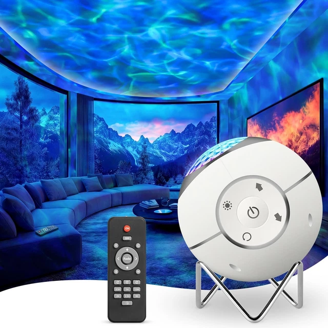 Projector Back Controls GALAXY PROJECTOR OCEAN Wave Night Light LED 360° Rotating Remote White ...