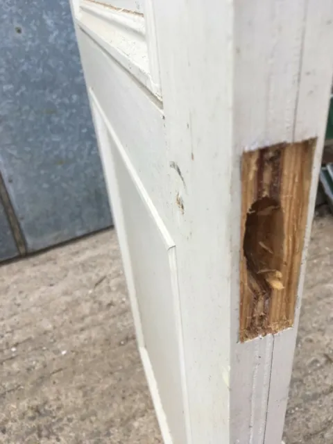 21”x50 7/8” Reclaimed Old Painted Pine Two Panel 1 Over 1 Short Internal Door 7