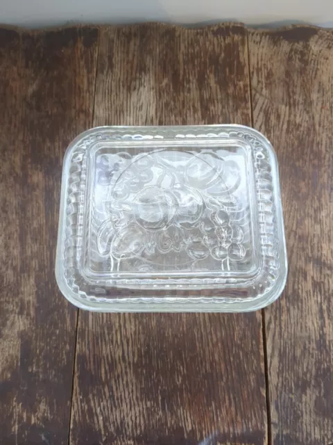 Vintage Square Ribbed Clear Glass Fridgie Refrigerator Dish Container