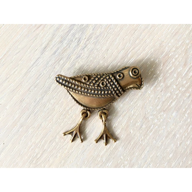 Broche Vintage Oiseau En Bronze Doré - Circa 1950, Très Bon État Général