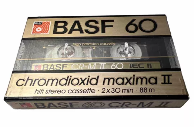 BASF biossido di cromo maxima II 60, posizione CrO2, IEC II, NUOVO & IMBALLO ORIGINALE, nastro, cassetta