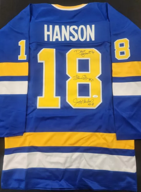 Hanson Brothers Signed Charleston Chiefs Hockey Jersey Slapshot JSA FF98292
