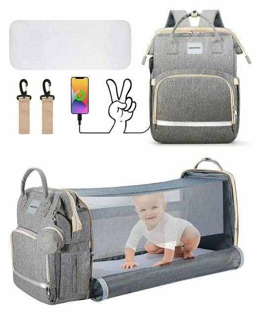Heatoo Baby Crib,Diaper Bag, Changing Station Backpack 3 N 1