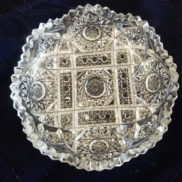 Antique American Brilliant Period Cut Glass Shallow 6" Bowl