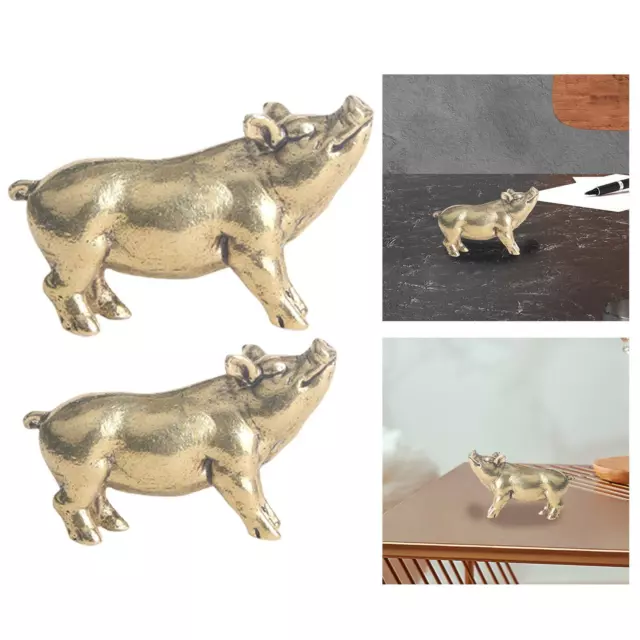 Statue de cochon en laiton, Figurine d'animal de thé, Adorable pour