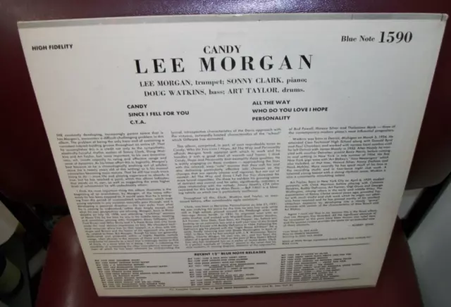 LEE MORGAN  Candy 1958 NY BLUE NOTE  RECORDS  MONO 1590 EX. LP 2