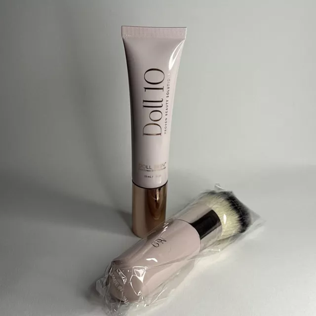 Doll 10 Doll Skin Anti Stress Skin Perfector Foundation #Light Medium 8 Brush