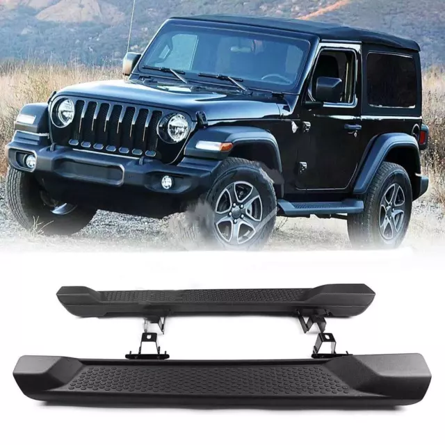 Running Board Side Step Bar + Bracket For 2018-2024 Jeep Wrangler JL 2Door ONLY